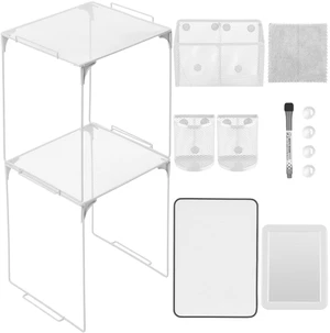 13 Pcs Locker Organizer Kit Stackable Mesh Shelves School, White 13 Pcs Locker Organizer Kit Stackable Mesh Shelves School, White