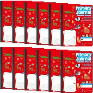 12 Pcs Primary Composition Notebook K-2 Picture Space, Red Color Primary Journal, Grades K-2, Animal Print, 50 Sheet (100 Pages), Drawing and Writing Notebook for Preschool, 1st 2nd Grade 12 Pcs Primary Composition Notebook K-2 Picture Space, Red Color Primary Journal, Grades K-2, Animal Print, 50 Sheet (100 Pages), Drawing and Writing Notebook for Preschool, 1st 2nd Grade