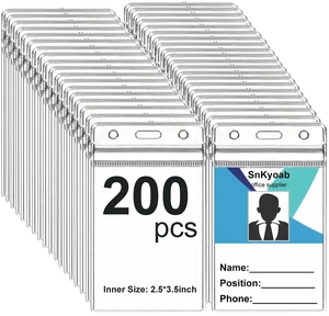 200PCS Vertical Badge Holder with Waterproof Resealable Zip(2.5x3.5Inches) Heavy Duty ID Card Holder Clear Plastic PVC, Name Tag Holder for Badge Swipe Card/Cruise Card/Credit Card etc 200PCS Vertical Badge Holder with Waterproof Resealable Zip(2.5x3.5Inches) Heavy Duty ID Card Holder Clear Plastic PVC, Name Tag Holder for Badge Swipe Card/Cruise Card/Credit Card etc