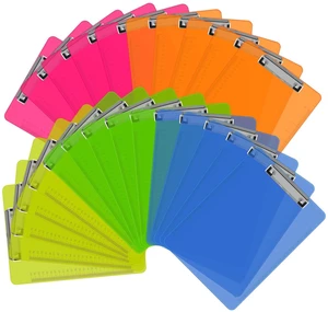 Clipboards, 25 Pack Plastic Clipboards Low Profile Clip Standard A4 Letter Size, Assorted Transparent Color, for Classroom and Office Use Clipboards, 25 Pack Plastic Clipboards Low Profile Clip Standard A4 Letter Size, Assorted Transparent Color, for Classroom and Office Use
