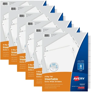 ® Big Tab Insertable Extra Wide Dividers, 8-Tab, Clear, 6 Sets For Organizing Schoolwork and Finances, Reinforced Tear-Resistant Holes, Extra-Wide Tabs Extend Past Sheet Protectors ® Big Tab Insertable Extra Wide Dividers, 8-Tab, Clear, 6 Sets For Organizing Schoolwork and Finances, Reinforced Tear-Resistant Holes, Extra-Wide Tabs Extend Past Sheet Protectors