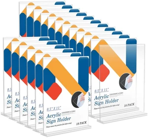 18 Pack Acrylic Sign Holder 8.5 x 11, Vertical T Shape Plastic Sign Holder with Base, Double-Sided Clear Tabletop Plexiglass Flyer Stands for Restaurant Office Store Home Picture Frame Display 18 Pack Acrylic Sign Holder 8.5 x 11, Vertical T Shape Plastic Sign Holder with Base, Double-Sided Clear Tabletop Plexiglass Flyer Stands for Restaurant Office Store Home Picture Frame Display