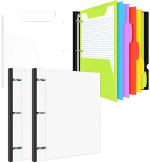 All-in-one Telescoping Binder Notebook-2PCS, Refillable 3 Ring Notebook Binder with 1 Plastic Movable Pocket Folder,5 Plastic Subject dividers and Graph Paper and College Ruled Paper-White All-in-one Telescoping Binder Notebook-2PCS, Refillable 3 Ring Notebook Binder with 1 Plastic Movable Pocket Folder,5 Plastic Subject dividers and Graph Paper and College Ruled Paper-White
