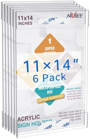 11x14 Acrylic Sign Holder Wall Mount Clear Frame 6 Pack With Adhesive Tapes, Vertical Display Legal Size Paper Flyer Poster, For Office Store Wall Door Window 11x14 Acrylic Sign Holder Wall Mount Clear Frame 6 Pack With Adhesive Tapes, Vertical Display Legal Size Paper Flyer Poster, For Office Store Wall Door Window