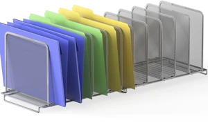 5 Section Upright File Sorter Organizer, Silver - 2 Pack 5 Section Upright File Sorter Organizer, Silver - 2 Pack