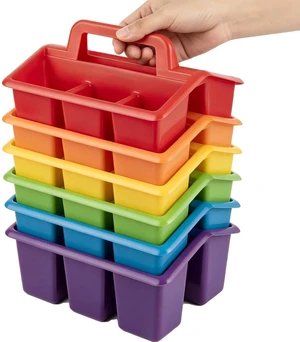 Plastic Caddy With Handle,Protable Classroom Craft Caddy, 6-pack Storage Caddy For Pencil,Pen,Craft Tools (Rainbow Color) Plastic Caddy With Handle,Protable Classroom Craft Caddy, 6-pack Storage Caddy For Pencil,Pen,Craft Tools (Rainbow Color)