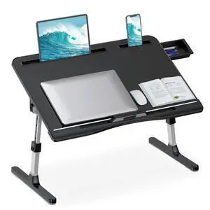 Bed Laptop Table Adjustable Foldable Laptop Stand 23.60×15.7in Black Stable Aluminum Frame, Storage Drawer & Tablet Slot, Portable Laptop Stand for Working Eating Reading on Bed Sofa Floor Bed Laptop Table Adjustable Foldable Laptop Stand 23.60×15.7in Black Stable Aluminum Frame, Storage Drawer & Tablet Slot, Portable Laptop Stand for Working Eating Reading on Bed Sofa Floor
