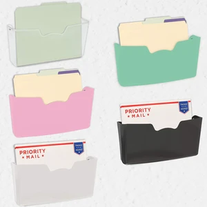 Wall Mount Single Pocket Hanging File Holder, 5-Pack Assorted Colors, Wall File Holder Organizer for Paper and Documents Wall Mount Single Pocket Hanging File Holder, 5-Pack Assorted Colors, Wall File Holder Organizer for Paper and Documents