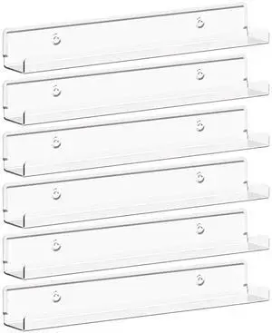 Narrow Acrylic Floating Shelves for Vinyl Record 12", Clear 6 Pack Wall Shelf for Nail Polish, Book, Picture, Makeup, Album Covers Display Organizer for Bedroom, Living Room, Bathroom Decor Narrow Acrylic Floating Shelves for Vinyl Record 12", Clear 6 Pack Wall Shelf for Nail Polish, Book, Picture, Makeup, Album Covers Display Organizer for Bedroom, Living Room, Bathroom Decor