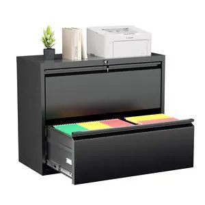 2 Drawer File Cabinet, Black Lateral File Cabinet with Lock,Metal Filing Cabinet for Home Office, Lockable File Cabinets for Legal/Letter/A4/F4 Size with Hanging Files&Key 2 Drawer File Cabinet, Black Lateral File Cabinet with Lock,Metal Filing Cabinet for Home Office, Lockable File Cabinets for Legal/Letter/A4/F4 Size with Hanging Files&Key