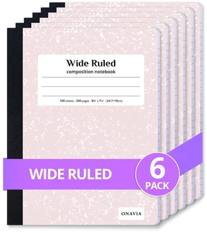 Pink Composition Notebook Wide Ruled 6 Pack, 200 Pages 100 ct, 9.75 x 7.5 in, Wide Ruled Composition Notebook, Durable Comp Book, School Notebooks, Note Taking, Students Pink Composition Notebook Wide Ruled 6 Pack, 200 Pages 100 ct, 9.75 x 7.5 in, Wide Ruled Composition Notebook, Durable Comp Book, School Notebooks, Note Taking, Students