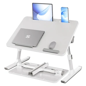 Bed Laptop Desk, Adjustable, 8 Heights, 23.6 x 15.7 Inches Portable Foldable Bed Table, for Bedroom and Living Room, Gray, ISLAND Collection ULLD118G101 Bed Laptop Desk, Adjustable, 8 Heights, 23.6 x 15.7 Inches Portable Foldable Bed Table, for Bedroom and Living Room, Gray, ISLAND Collection ULLD118G101