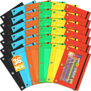 Pencil Pouch for 3 Ring Binder, 36 Packs Zipper Pencil Pouch Bulk 6 Colors Pencil Case for Binder with Clear Window, Pencil Pouches Bulk for School Classroom, Teacher Students Supplies Bulk Pencil Pouch for 3 Ring Binder, 36 Packs Zipper Pencil Pouch Bulk 6 Colors Pencil Case for Binder with Clear Window, Pencil Pouches Bulk for School Classroom, Teacher Students Supplies Bulk