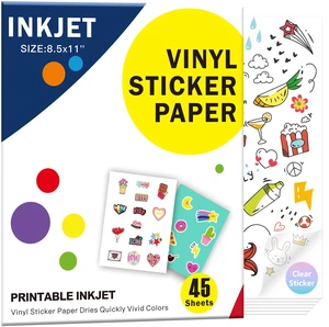 Printable Clear Sticker Paper, 45 Sheets, 8.5x11, for Inkjet Quick-Drying Surface, Vivid Prints, Removable, Tear-Resistant, Clear Labels and Custom Crafts for Cutting Machines Printable Clear Sticker Paper, 45 Sheets, 8.5x11, for Inkjet Quick-Drying Surface, Vivid Prints, Removable, Tear-Resistant, Clear Labels and Custom Crafts for Cutting Machines