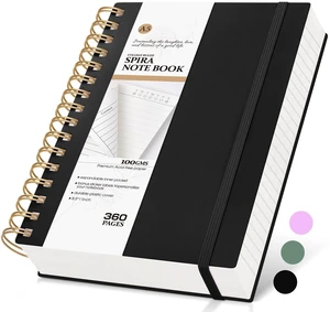 Spiral Notebook Journal, 360 Pages College Ruled Notebooks, Lined Thick Journals for Women Men, A5 Thick Spiral Writing Journaling with 100GSM Paper, Spiral Notebooks for Work School 5.5"x8.5" Black Spiral Notebook Journal, 360 Pages College Ruled Notebooks, Lined Thick Journals for Women Men, A5 Thick Spiral Writing Journaling with 100GSM Paper, Spiral Notebooks for Work School 5.5"x8.5" Black