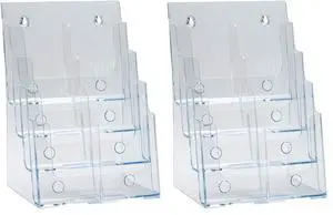 252377, Clear Four-Tier Eight-Pocket Trifold Brochure Holder, Document Holder Desk Organizer for Countertop or Wall Mount Menu Holder Display Stand for Flyers, Leaflets and Pamphlets 252377, Clear Four-Tier Eight-Pocket Trifold Brochure Holder, Document Holder Desk Organizer for Countertop or Wall Mount Menu Holder Display Stand for Flyers, Leaflets and Pamphlets