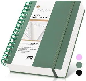 Spiral Notebook Journal,360 Pages College Ruled Notebook, Lined Thick Journals for Women Men,A5 Thick Spiral Journal for Writing,100GSM Paper, Spiral Notebooks for Work School 5.5"x8.5" Green Spiral Notebook Journal,360 Pages College Ruled Notebook, Lined Thick Journals for Women Men,A5 Thick Spiral Journal for Writing,100GSM Paper, Spiral Notebooks for Work School 5.5"x8.5" Green