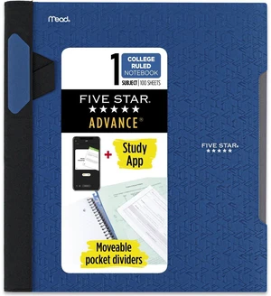 Advance Spiral Notebook + Study App, 1 Subject, College Ruled Paper, 8-1/2" x 11", 100 Sheets, Spiral Guard, Movable Tabbed Dividers, Color Selected For You, 1 Count (06322) Advance Spiral Notebook + Study App, 1 Subject, College Ruled Paper, 8-1/2" x 11", 100 Sheets, Spiral Guard, Movable Tabbed Dividers, Color Selected For You, 1 Count (06322)