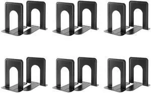 Book Ends Universal Premium Bookends for Shelves, Non-Skid Bookend Heavy Duty Metal Book Stopper for Books/Movies/CDs/Video Games, 6 x 4.6 x 6 in, Black, 6 Pairs/12 Pieces, Large Book Ends Universal Premium Bookends for Shelves, Non-Skid Bookend Heavy Duty Metal Book Stopper for Books/Movies/CDs/Video Games, 6 x 4.6 x 6 in, Black, 6 Pairs/12 Pieces, Large