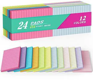 24 Pack Lined Sticky Notes 4x6 in,Large Super Sticky Note Pads for School Sticky Notes with Lines, Self-Stick Note Pads, Rectangular Sticky Notes for Office, Home, School & Meetings Teacher supplies 24 Pack Lined Sticky Notes 4x6 in,Large Super Sticky Note Pads for School Sticky Notes with Lines, Self-Stick Note Pads, Rectangular Sticky Notes for Office, Home, School & Meetings Teacher supplies