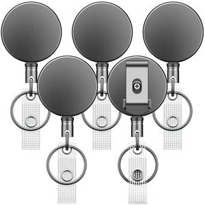 5 Pack Metal Retractable Keychain Heavy Duty Retractable Badge Reel for Badge Holder All Metal Casing with Stainless Steel Spring Coil 27.5 Inch Nylon Rope Belt Clip and Key Ring 5 Pack Metal Retractable Keychain Heavy Duty Retractable Badge Reel for Badge Holder All Metal Casing with Stainless Steel Spring Coil 27.5 Inch Nylon Rope Belt Clip and Key Ring