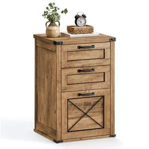 File Cabinet with 3 Drawers, Printer Stand, Fit A4 Letter Size Hanging File Folders, Farmhouse Style, for Home Office, Honey Brown, HANAN Collection UOFC054T41 File Cabinet with 3 Drawers, Printer Stand, Fit A4 Letter Size Hanging File Folders, Farmhouse Style, for Home Office, Honey Brown, HANAN Collection UOFC054T41