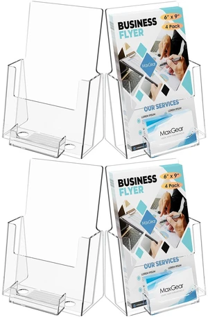 Acrylic Brochure Holder Flyer Display Stand 6 x 9 Inch, 4 Pack Built-in Business Card Holder, Clear Acrylic, Holds Brochures, Flyers, Menus, Magazines, Pamphlets and Booklets for Office Acrylic Brochure Holder Flyer Display Stand 6 x 9 Inch, 4 Pack Built-in Business Card Holder, Clear Acrylic, Holds Brochures, Flyers, Menus, Magazines, Pamphlets and Booklets for Office