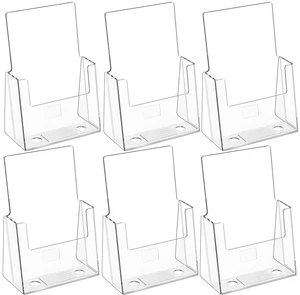 Acrylic Brochure Holder, 6 x 9 Inch Countertop Display, 6 Pack Clear Acrylic Material, Fits Bi-Fold Brochures, Booklets and Flyers, Easy Brochure Access, Non Slip Slot, Polished Edges Acrylic Brochure Holder, 6 x 9 Inch Countertop Display, 6 Pack Clear Acrylic Material, Fits Bi-Fold Brochures, Booklets and Flyers, Easy Brochure Access, Non Slip Slot, Polished Edges