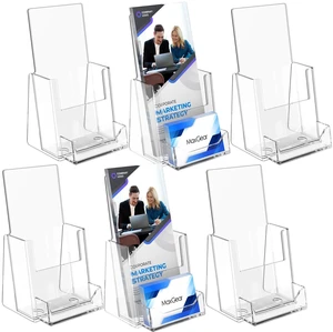 Acrylic Brochure Holder Flyer Display Stand 4 x 9 Inch, 6 Pack Built-in Business Card Holder, Clear Acrylic, Holds Brochures, Flyers, Menus, Magazines, Pamphlets and Booklets for Office Acrylic Brochure Holder Flyer Display Stand 4 x 9 Inch, 6 Pack Built-in Business Card Holder, Clear Acrylic, Holds Brochures, Flyers, Menus, Magazines, Pamphlets and Booklets for Office