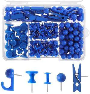 200 Pcs Push Pins for Bulletin Board, Thumb Tacks for Cork Board Blue, Reusable, 5 Style Thumbtacks for Wall Maps Pictures Office Back to School Supplies 200 Pcs Push Pins for Bulletin Board, Thumb Tacks for Cork Board Blue, Reusable, 5 Style Thumbtacks for Wall Maps Pictures Office Back to School Supplies