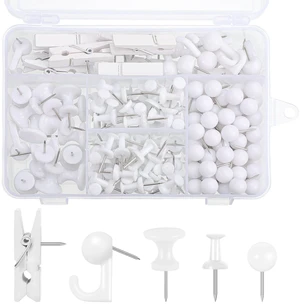 200 Pcs Push Pins for Bulletin Board, Thumb Tacks for Cork Board White, Reusable, 5 Style Thumbtacks for Wall Maps Pictures Office Back to School Supplies 200 Pcs Push Pins for Bulletin Board, Thumb Tacks for Cork Board White, Reusable, 5 Style Thumbtacks for Wall Maps Pictures Office Back to School Supplies