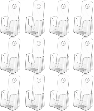 Acrylic Trifold Brochure Holder, 4 Inch Wide flyer Holder, 12 Pack Clear Acrylic Material, Wall Mount or Countertop Display, Fits Trifold Brochures or Flyers, Non Slip Slot, Polished Edge Acrylic Trifold Brochure Holder, 4 Inch Wide flyer Holder, 12 Pack Clear Acrylic Material, Wall Mount or Countertop Display, Fits Trifold Brochures or Flyers, Non Slip Slot, Polished Edge