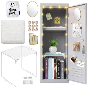 16 Pcs Locker Accessories with LED Light, Lockers Decor for School Includes metal shelf, dry erase board, mirror, magnet, plush rug, 3m LED strip and pen holder for locker organizer 16 Pcs Locker Accessories with LED Light, Lockers Decor for School Includes metal shelf, dry erase board, mirror, magnet, plush rug, 3m LED strip and pen holder for locker organizer