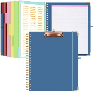 Clipboard with Storage 8.5 X 11Padfolio Organizer, Spiral Portfolio Letter Size with Notepad, Pen Holder, 5 Extra Folder Divider Pages, Elastic Closure Nurse Office Essentials (Dark Blue) Clipboard with Storage 8.5 X 11Padfolio Organizer, Spiral Portfolio Letter Size with Notepad, Pen Holder, 5 Extra Folder Divider Pages, Elastic Closure Nurse Office Essentials (Dark Blue)