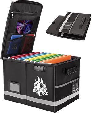 Fireproof Document Box with Lock, Portable Fireproof Document Bag Waterproof Fire Proof File Boxes for Documents, File Organizer Box for Important Paperwork (Black, 16''x12.5''x11.5'') Fireproof Document Box with Lock, Portable Fireproof Document Bag Waterproof Fire Proof File Boxes for Documents, File Organizer Box for Important Paperwork (Black, 16''x12.5''x11.5'')