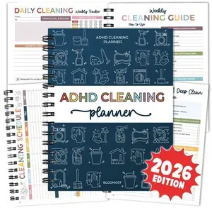ADHD Cleaning Planner for Adults & Teens, Weekly Monthly Checklist Spiral Bound Schedule Organizer for Adults & Teens, Daily Household Tracker for ADHD Minds, Stress-Free Housework ADHD Cleaning Planner for Adults & Teens, Weekly Monthly Checklist Spiral Bound Schedule Organizer for Adults & Teens, Daily Household Tracker for ADHD Minds, Stress-Free Housework
