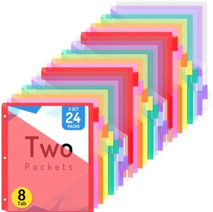 24 Count Binder Dividers with 2 Pocket, 8 tab Dividers for Binder Dividers for 3 ring Binder Organizer, Binder Divider with Tabs for School Office and Home Organization, Multicolor, 3 Sets 24 Count Binder Dividers with 2 Pocket, 8 tab Dividers for Binder Dividers for 3 ring Binder Organizer, Binder Divider with Tabs for School Office and Home Organization, Multicolor, 3 Sets