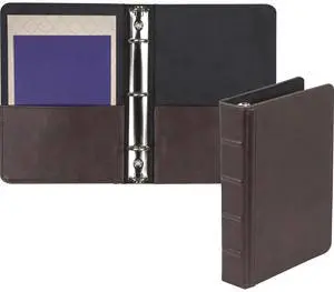 Vintage Leather Mini 3 Ring Binder 1 Inch Round Ring (Holds 200 Sheets), 5.5 x 8.5 Inch Documents, Professional Organizer, Planner, Notebook, Brown Vintage Leather Mini 3 Ring Binder 1 Inch Round Ring (Holds 200 Sheets), 5.5 x 8.5 Inch Documents, Professional Organizer, Planner, Notebook, Brown