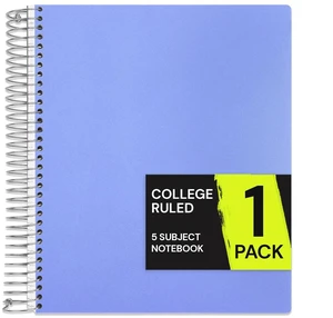 5 Subject Spiral Notebook College Ruled, 400 Pages, Cornflower 200 Sheets, 9 x 11 in, 6 Pack Waterproof Plastic Cover, Durable, School Notebooks, Classroom, Teachers: Amazon.com 5 Subject Spiral Notebook College Ruled, 400 Pages, Cornflower 200 Sheets, 9 x 11 in, 6 Pack Waterproof Plastic Cover, Durable, School Notebooks, Classroom, Teachers: Amazon.com