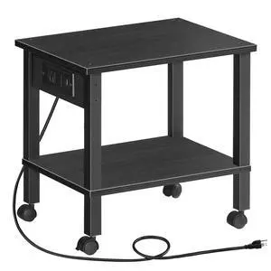 2-Tier Printer Stand with Charging Station, Under Desk Printer Table, Printer Cart with Storage Shelves, Shelf for Small Spaces, for Home Office, Black BK38UPS01 2-Tier Printer Stand with Charging Station, Under Desk Printer Table, Printer Cart with Storage Shelves, Shelf for Small Spaces, for Home Office, Black BK38UPS01