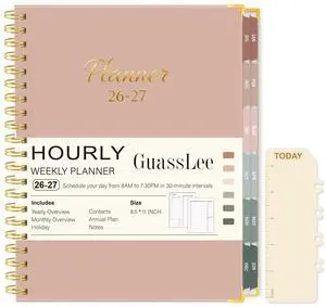 Hourly Planner 2026-2027 with Time Slots, 8.5"x 11" A4 Large Academic Planner, Weekly & Monthly Appointment Book, Jul 2026 - Jun 2027, Agenda Organizer for Home School, Pink Hourly Planner 2026-2027 with Time Slots, 8.5"x 11" A4 Large Academic Planner, Weekly & Monthly Appointment Book, Jul 2026 - Jun 2027, Agenda Organizer for Home School, Pink