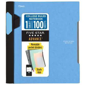 Advance Spiral Notebook + Study App, 1 Subject, College Ruled Paper, 8-1/2" x 11", 100 Sheets, Spiral Guard, Movable Tabbed Dividers, Pacific Blue (820012D-ECM) Advance Spiral Notebook + Study App, 1 Subject, College Ruled Paper, 8-1/2" x 11", 100 Sheets, Spiral Guard, Movable Tabbed Dividers, Pacific Blue (820012D-ECM)