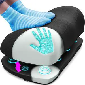 Adjustable Cloud Foot Rest for Under Desk at Work with Pressure Point Nodes - Comfortable Memory Foam Office Foot Stool & Desk Pillow, Gaming & Home Accessories Adjustable Cloud Foot Rest for Under Desk at Work with Pressure Point Nodes - Comfortable Memory Foam Office Foot Stool & Desk Pillow, Gaming & Home Accessories