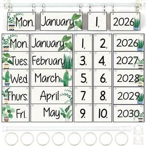 Greenery Flip Calendar for Classroom Decor Bulletin Board 2026 to 2030 Years Date Cards and Adjustable Rod Greenery Calendar Chart Class Whiteboard for Home Elementary School Teacher Organization Greenery Flip Calendar for Classroom Decor Bulletin Board 2026 to 2030 Years Date Cards and Adjustable Rod Greenery Calendar Chart Class Whiteboard for Home Elementary School Teacher Organization