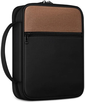 Bible Cover, Carrying Book Case Bible Bag with Handle Church Protective with Zippered Pocket, Gift for Mother Lady Women Men, Black & Brown Bible Cover, Carrying Book Case Bible Bag with Handle Church Protective with Zippered Pocket, Gift for Mother Lady Women Men, Black & Brown