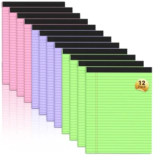 Legal Pads 8.5 x 11 Colored Notepad, 12 Pack Wide Ruled Lined Paper Micro Perforated Writing Pads 8.5 x 11, 30 Sheet/Note Pads, Pink Legal Pad 8.5 x 11 Notebook Colored Paper Tablet for School Legal Pads 8.5 x 11 Colored Notepad, 12 Pack Wide Ruled Lined Paper Micro Perforated Writing Pads 8.5 x 11, 30 Sheet/Note Pads, Pink Legal Pad 8.5 x 11 Notebook Colored Paper Tablet for School