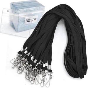 Name Tags Lanyard Badge Holder Pairs (Set of 50, Black): Woven Round Lanyard & Horizontal Sealable Waterproof Clear Plastic ID Card Name Name Tags Lanyard Badge Holder Pairs (Set of 50, Black): Woven Round Lanyard & Horizontal Sealable Waterproof Clear Plastic ID Card Name
