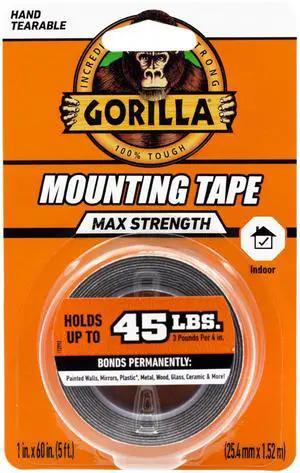 Mounting Tape, Max Strength, Double-Sided, 1 in x 60 in Holds up to 45 lbs, Double-Sided Tape with Instant Hold, Permanent Indoor Bond for Classroom and Study Space Setup Mounting Tape, Max Strength, Double-Sided, 1 in x 60 in Holds up to 45 lbs, Double-Sided Tape with Instant Hold, Permanent Indoor Bond for Classroom and Study Space Setup