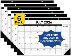 6 Pack of Desk Calendar 2026-2027, Jul 2026-Dec 2027, 17" x 12" 18-Month Large Monthly Desktop & Wall Calendar for Home & Office Planning and Organization, Black 6 Pack of Desk Calendar 2026-2027, Jul 2026-Dec 2027, 17" x 12" 18-Month Large Monthly Desktop & Wall Calendar for Home & Office Planning and Organization, Black