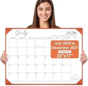 Desk Calendar 2026-2027 with Desktop Mat,22x17'' Large Desktop Pad Calendar 18-Month Desk Calendar 2027, Jul 2026 to Dec 2027, Simplified Monthly Calendar Perfect for Home School and Office (Orange) Desk Calendar 2026-2027 with Desktop Mat,22x17'' Large Desktop Pad Calendar 18-Month Desk Calendar 2027, Jul 2026 to Dec 2027, Simplified Monthly Calendar Perfect for Home School and Office (Orange)